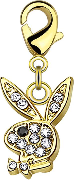 Star Piercing Anhänger 14k vergoldet Playboy Bunny Kristall silber (Messing)