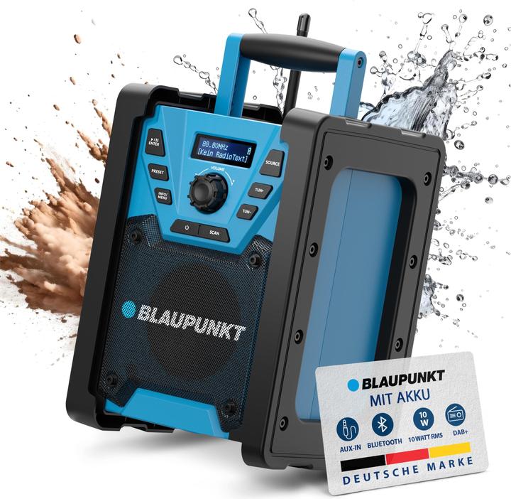 Actual product image Blaupunkt Construction site radio with DAB+ and rechargeable battery | BSR 300 (DAB+, VHF, Bluetooth)