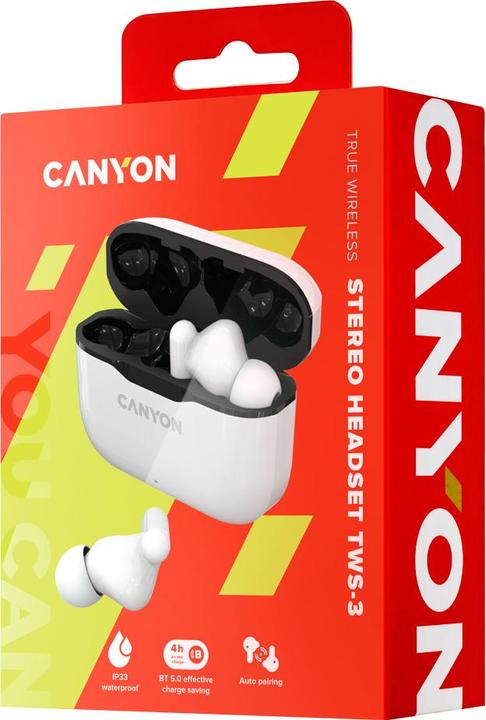 Actual product image Canyon Headset TWS-3 White (3 h, Wireless)