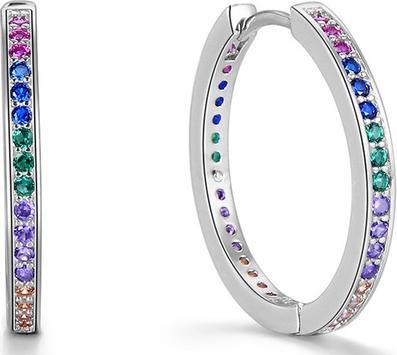 Beneto Round silver earrings with zircons AGUC2236 (L)