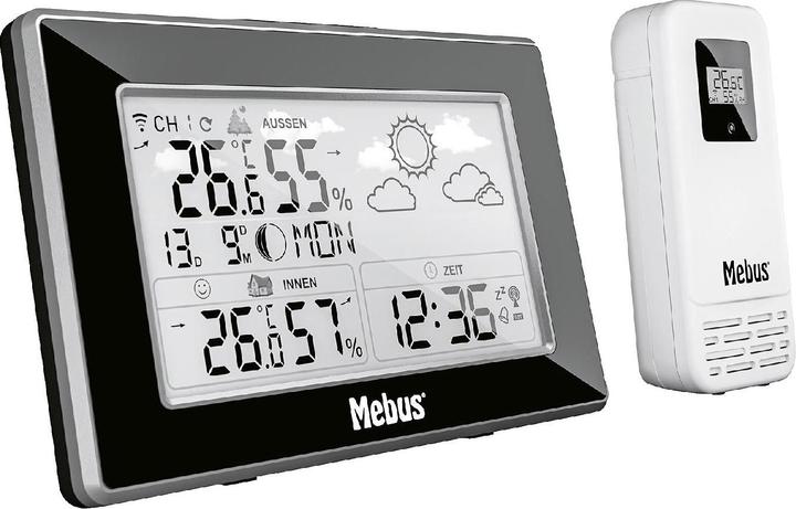 Image du produit Mebus Station météo numérique sans fil avec capteur radio et prévisions météorologiques