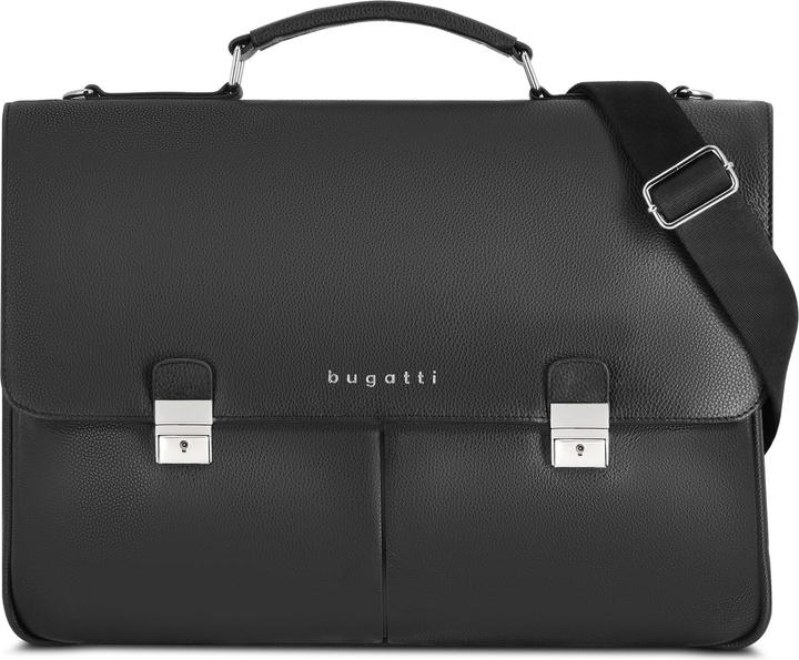 Actual product image Bugatti Valencia briefcase XL leather 3 main compartments 43 cm laptop compartment (15")