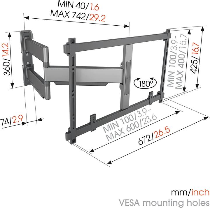 Image du produit Vogels TVM 5845 (Mur, 100", 55 kg)