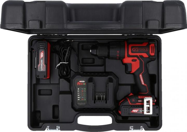Productafbeelding KS Tools eMONSTER borstelloze accu klopboormachine en schroevendraaierset, 4-delig | 18 volt, 2 accu's en (Oplaadbare batterij)