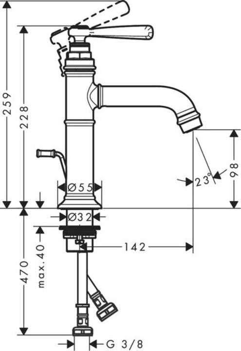 Produktbild Axor Montreux Einhebel-Waschtischmischer 100, Zugstangen-Ablaufgarnitur, Ausladung 142mm