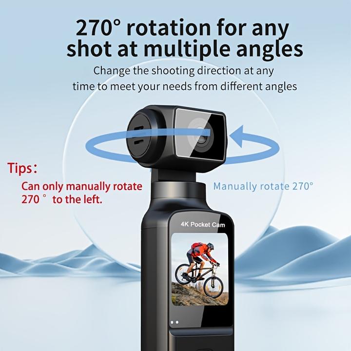 Produktbild PhoneLook 4K Tragbare Actionkamera mit 270° Rotationsobjektiv, Leicht, Wiederaufladbar für Vlogging und Reisen (Bluetooth, WLAN)