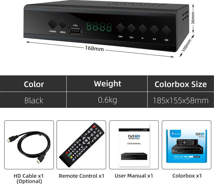 Actual product image Extralink Home | DVB-T2 TV Decoder Tuner | H.265 HEVC FULL HD USB HDMI + Remote Control