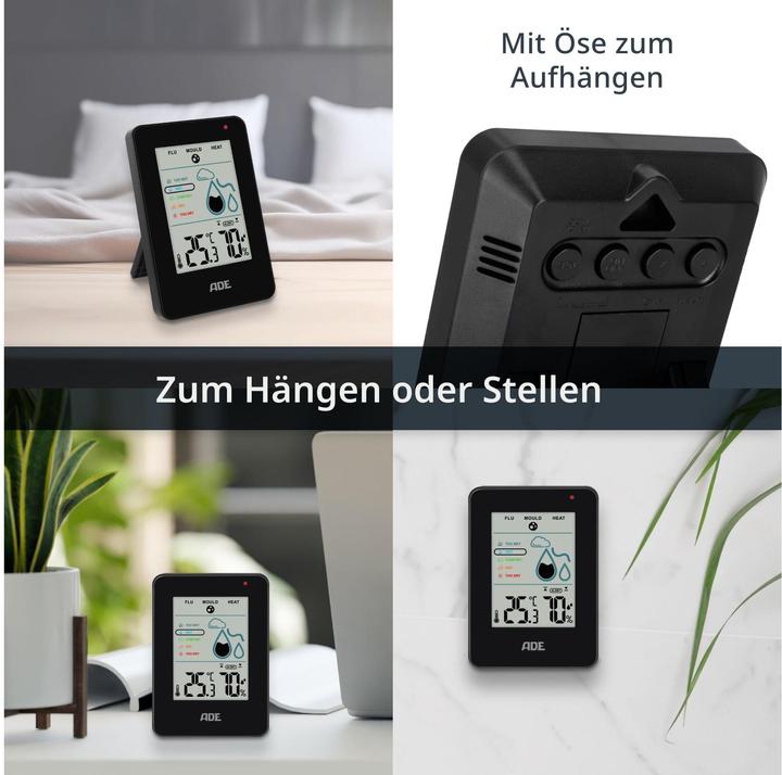 Actual product image ADE Thermo-/Hygrometer digital Schwarz, Funktionen