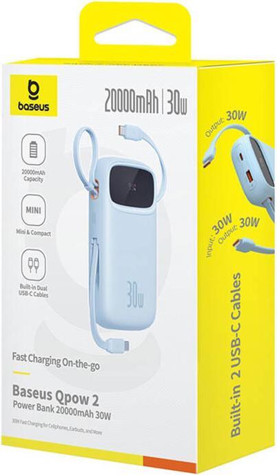 Immagine prodotto Baseus Powerbank QPow2 20000mAh 30W 2xUSB-C (blu) (20000 mAh, 30 W)