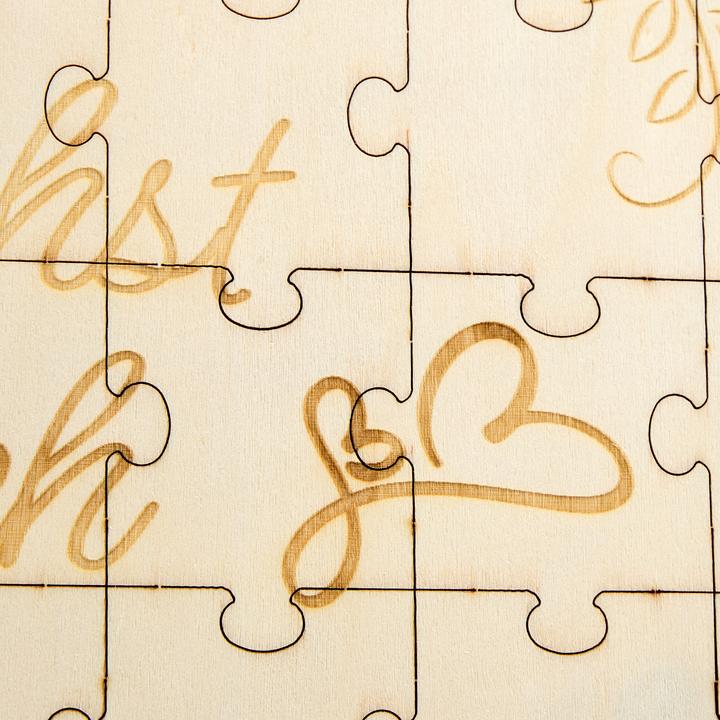 Produktbild Relaxdays - Herzpuzzle mit graviertem Spruch, Design: D, Hellbraun (49 Teile)