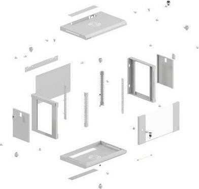 Produktbild Lanberg Wandmontage 19 4HE 540X350 grauer Rackschrank mit Glastür (flat pack) (10.86 HE, 19 Zoll Rack)