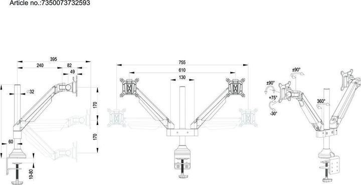Immagine prodotto Multibrackets MB Braccio di sollevamento a gas HD (Tavolo, 32")