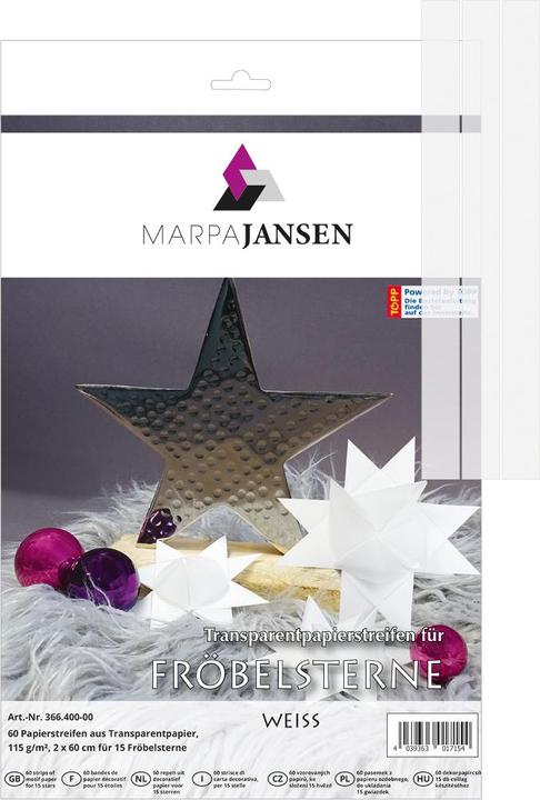 Immagine prodotto MarpaJansen Strisce di carta trasparente "White", 20 mm, 60 strisce (115 g/m², 60 x)