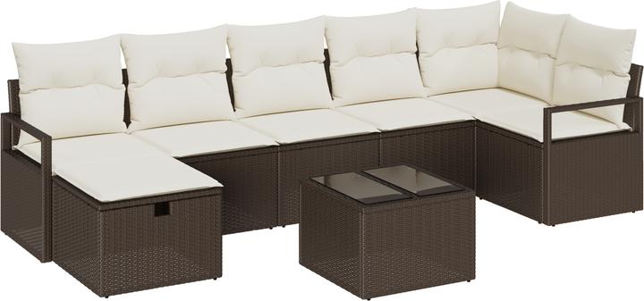 Produktbild VidaXL 8-teiliges Garten-Sofa-Set mit Kissen Braunes Poly-Rattan