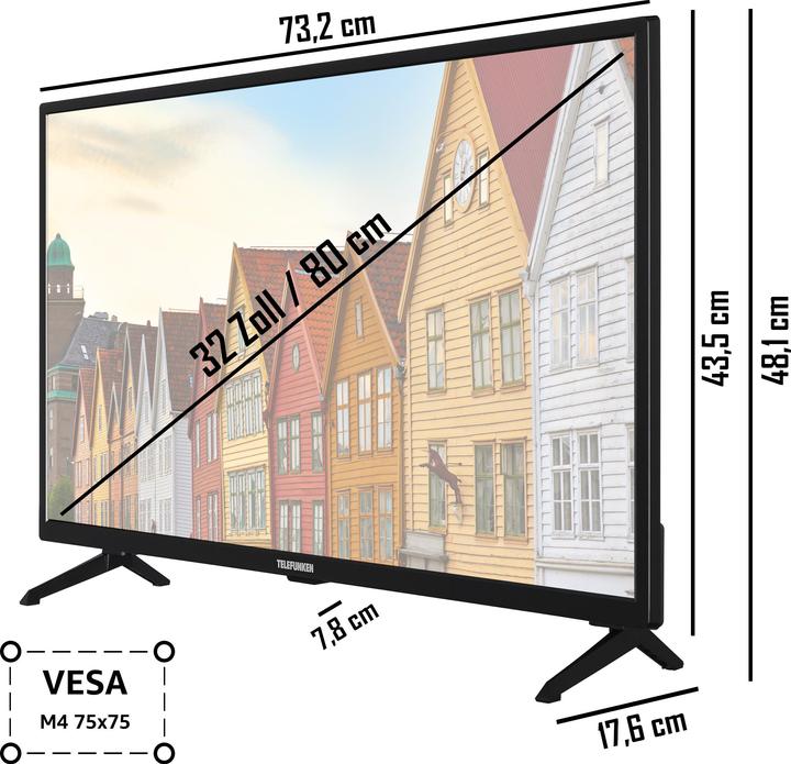 Produktbild Telefunken XF32SN550SD 32 Zoll Fernseher / Smart TV (Full HD, HDR, Triple-Tuner, DVD-Player) - Inkl. (32", LED, Full HD, 2023)
