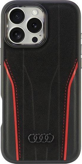 Audi Véritable étui rigide en cuir MagSafe pour iPhone 16 Pro Max 6.9" czarno-czerwony/black-red (Apple iPhone 16 Pro Max)