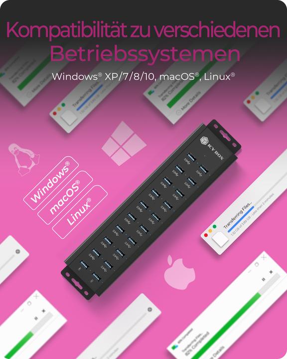 Actual product image Icy Box IB-HUB1720-U3 (USB-B, 20 Ports)