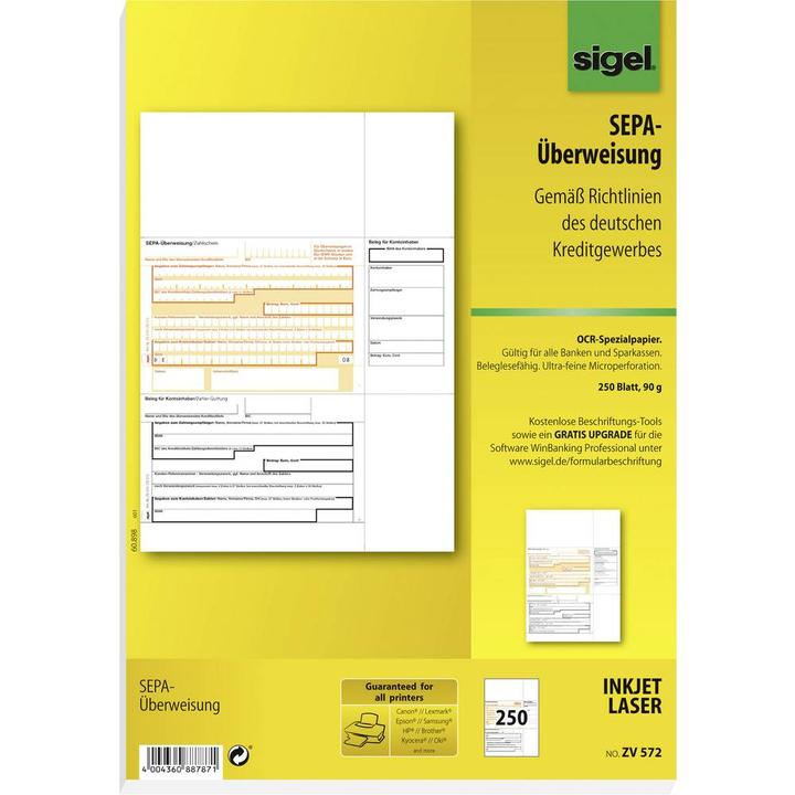 Produktbild Sigel Überweisung PC A4 (250 x)