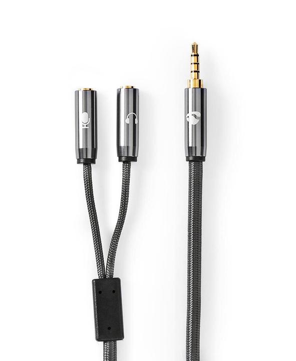 Produktbild Nedis Stereo-Audiokabel - 3.5 mm Stecker - 3.5 mm Buchse - Vergoldet - 0.20 m - rund - Anthrazit/G (0.20 m, 3.5mm Klinke (AUX))