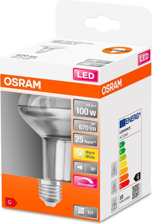 Actual product image Osram Superstar R80 (E27, 9.60 W, 670 lm, 1 x, G)
