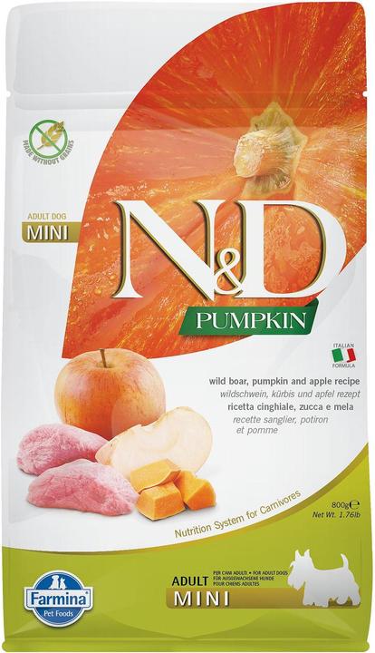 Immagine prodotto Farmina Cibo secco per cani - N&D GF PUMPKIN BOAR&APPLE ADULT MINI 800g (Adulto, 10 pz., 800 g)