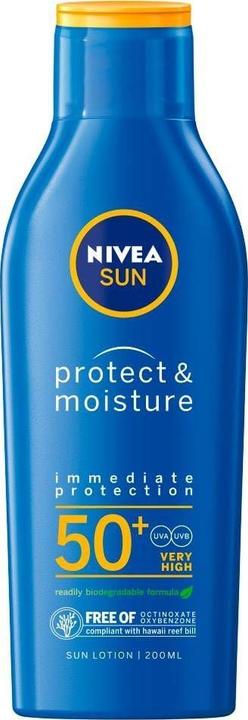 NIVEA Sun Protect & Moisture Moisturizing Sun L (Sonnenlotion, SPF 50+, 200 ml)