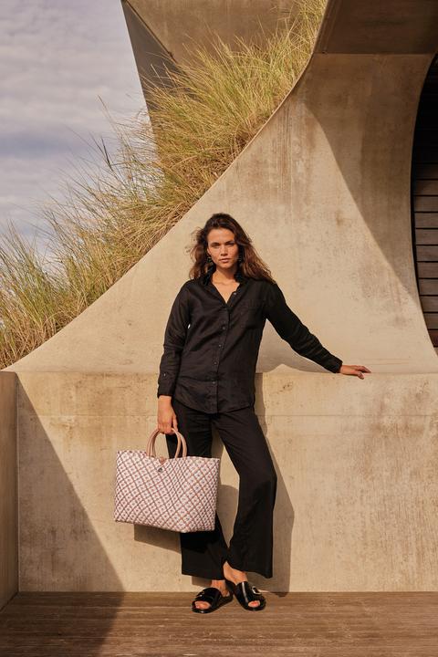Actual product image Handed by Shopping bag Motif bag, copper red with white pattern