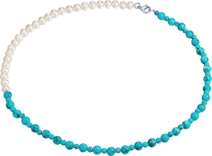 Immagine prodotto Valero Pearls Donna Argento Turchese (rec.) Perla d'acqua dolce coltivata argento 45,0 cm - 28629 (Argento, 45 cm)