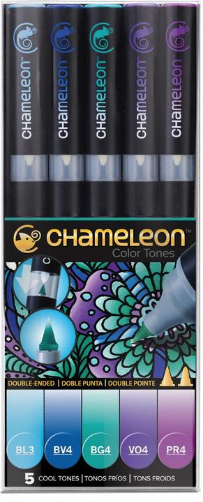 Immagine prodotto Chameleon Pennelli per acquerello Blue Tones, 5 pezzi. (Blu chiaro, Grigio, Viola, Blu, Turchese, 5 x)