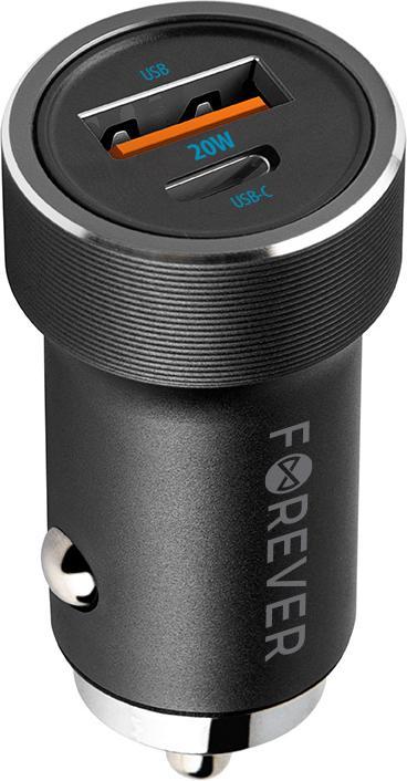 Produktbild Forever CC-06 PD QC Autoladegerät 1x USB-C 1x USB 20W schwarz