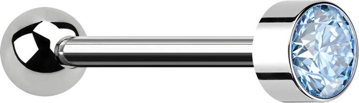 Star Piercing Micro Barbell Innengewinde silber mit Kugel silber Zylinder hoch silber mit Kristall aqua (ohne Messing, Titan G23)