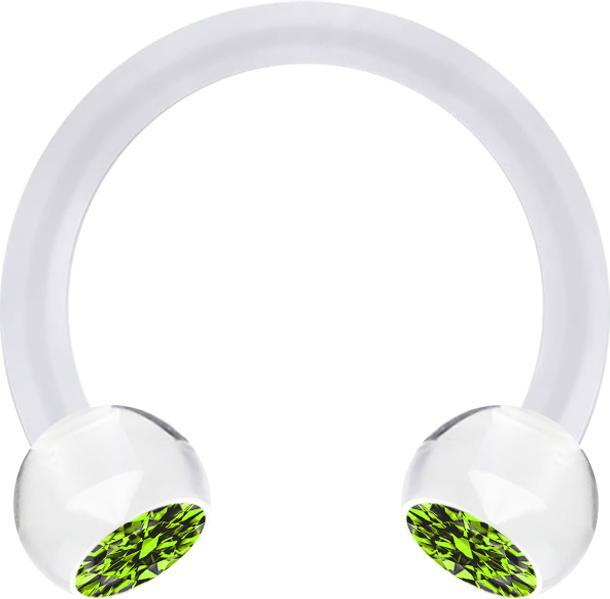 Actual product image Star Piercing Micro Circular Barbell transparent with two balls crystal light green (without brass, Acrylic)