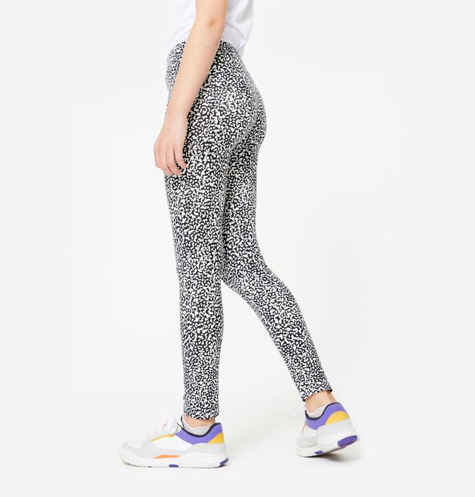 Produktbild Decathlon Leggings Mädchen Baumwolle bedruckt - schwarz/weiss