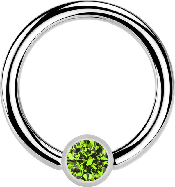 Star Piercing Micro Ball Closure Ring silber und Kristall hellgrün (Chirurgenstahl 316L, ohne Messing)