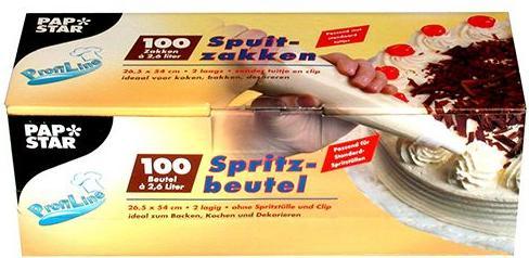 Papstar LDPE-Spritzbeutel, transparent, 2,6 l, 100er Pack (Spritzbeutel, 2600 ml)
