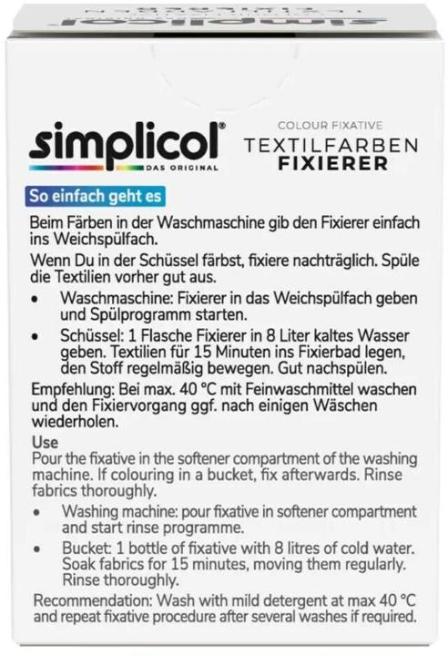 Nährwerte und Zutaten Simplicol Farb-Fixierer expert (Flüssigwaschmittel)