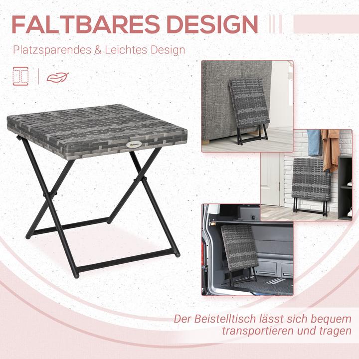 Actual product image Outsunny Folding Polyrattan Garden Table (40 cm)