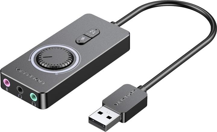Actual product image Vention USB 2.0 External Stereo Sound Adapter with Volume Control 0.15M Black ABS Type (USB)