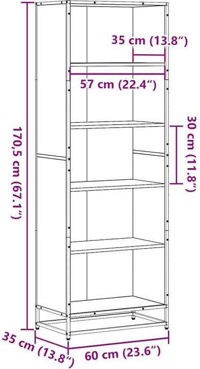 Produktbild VidaXL Bücherregal Regal Standregal Büroregal Aufbewahrungsregal Räuchereiche