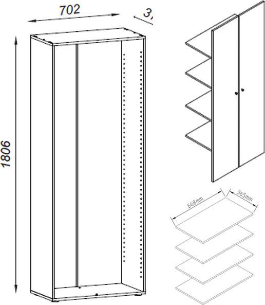 Actual product image VCM Wooden multi-purpose cabinet Vandol with hinged doors (70 x 40 cm)