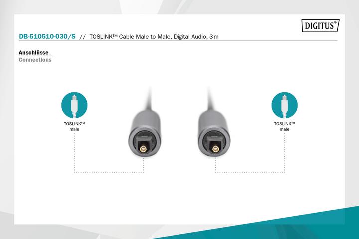 Produktbild Digitus Toslink - Verbindungskabel, Toslink auf Toslink, 3m (3 m, Optisch)