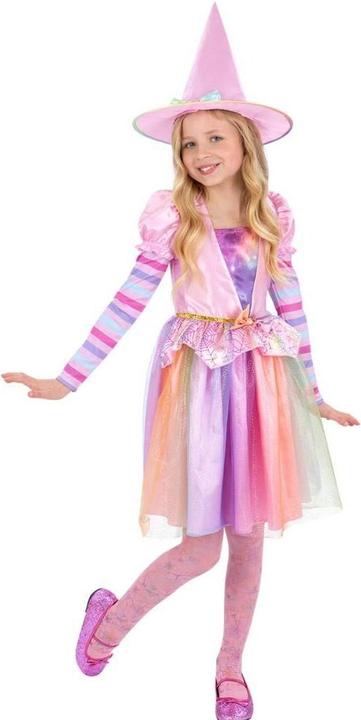 Actual product image Smiffys Girls Pastel Rainbow Halloween Witch Costume (128, 134)