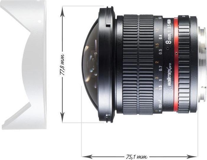 Produktbild Walimex pro 8mm f/3.5 II Fisheye, Canon EF-S (Canon EF-S, APS-C / DX)