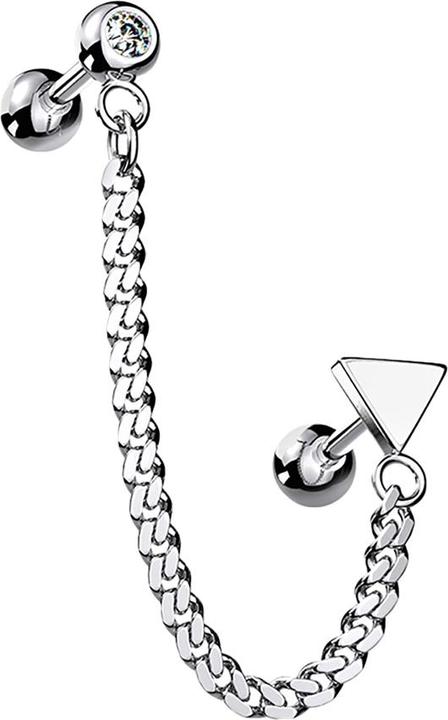 Star Piercing Micro Barbell silber mit Anhänger Kette und Dreieck (Chirurgenstahl 316L, Messing)