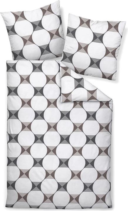 Produktbild Janine Mako-Satin Bettwäsche J.D. 87103 weiss grau schwarz (Bettwäsche Set, 160x210 cm + 65x100 cm)