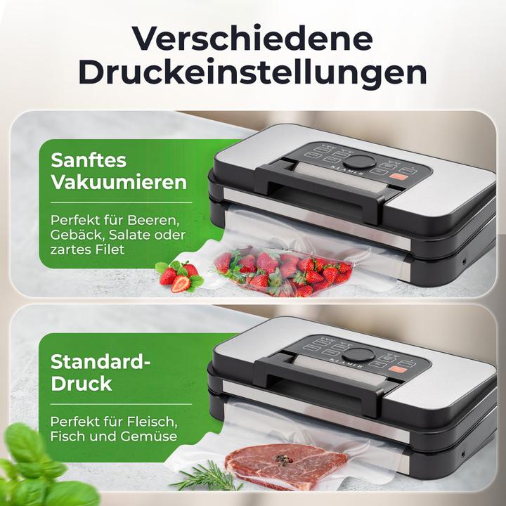 Produktbild KLAMER Premium Vakuumiergerät für Lebensmittel - Vakuumierer für trockene & feuchte Lebensmitte…