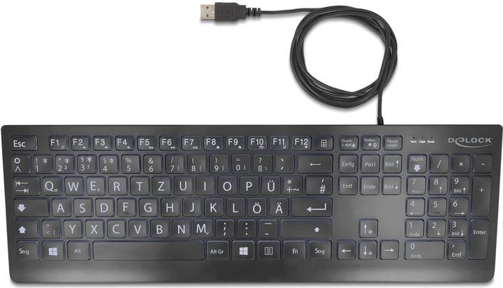 Actual product image Delock USB Tastatur kabelgebunden 1,5 m schwarz mit XXL Buch (DE, Cable)