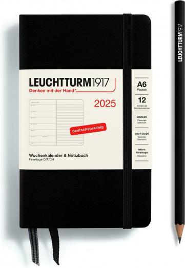 Produktbild Leuchtturm1917 LEUCHTTUR Agenda Pocket 2025 44370497 1W/1S schwarz HC A6 (A6, Deutsch)