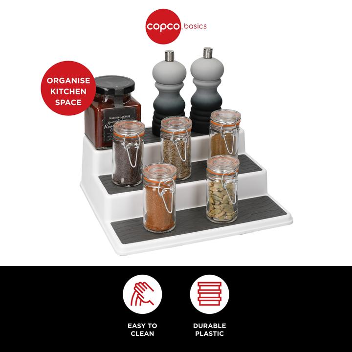 Produktbild Copco Three Tier Cupboard Shelf Organiser, Each Step Is 3.5cm High, 26x23x8.5cm, Labelled