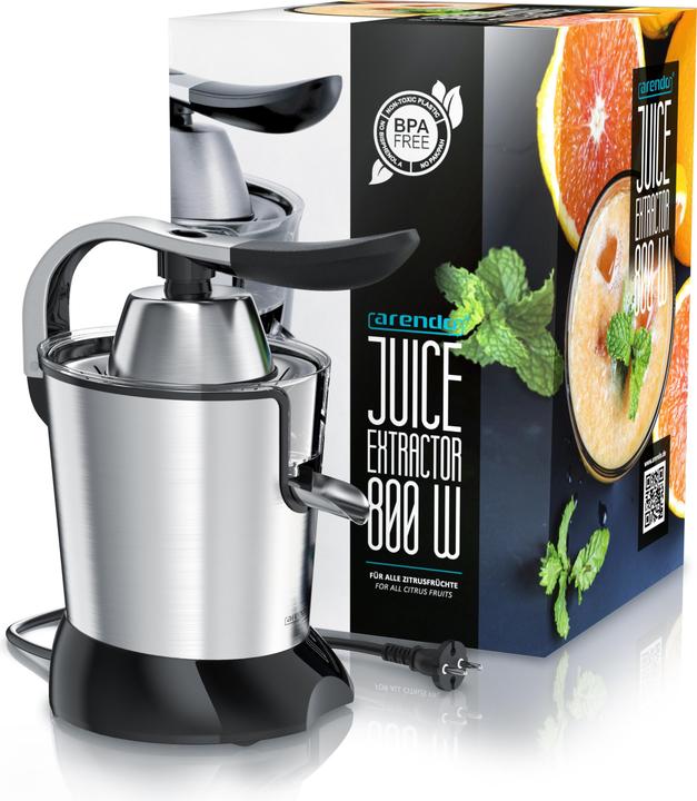 Produktbild Arendo Edelstahl Zitronenpresse, Orangenpresse Limettenpresse Entsafter, 0,4L Behälter, 2 Presskegel, 800W